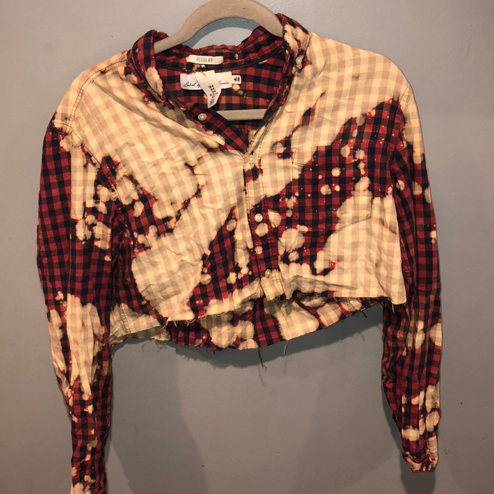 bleached & cropped button down shirt❤️